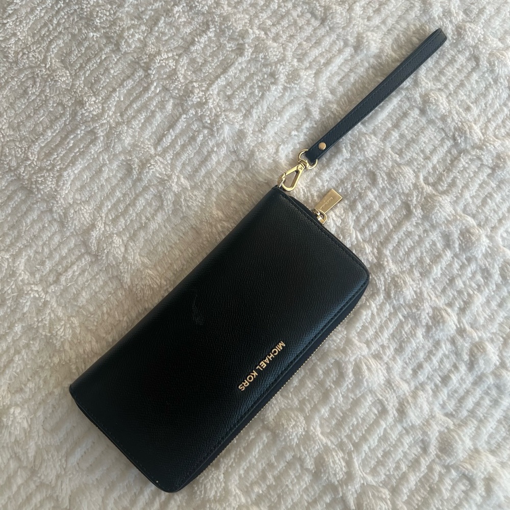 Michael Kors Black and Gold Wristlet